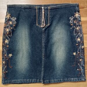 Z. Cavaricci Embroidered Jean Skirt